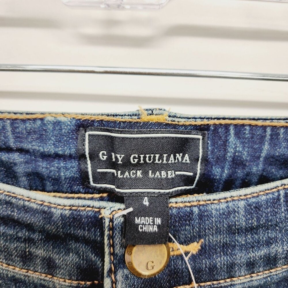 Guy Giuliana Embroidered cropped Ankle Leg Jeans Size 4 Dark Blue - Picture 3 of 15